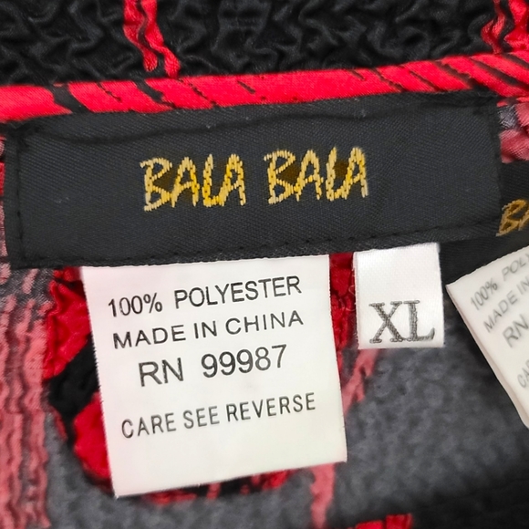 Bala Bala Red & Black Ruched Crinkle Textured Shirt & Jacket Set Size XL - Picture 11 of 11